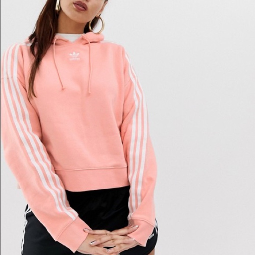 Cropped pink adidas hoodie